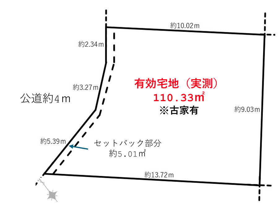 土地/新座市野寺１丁目の土地図|土地登記簿面積110.38㎡
