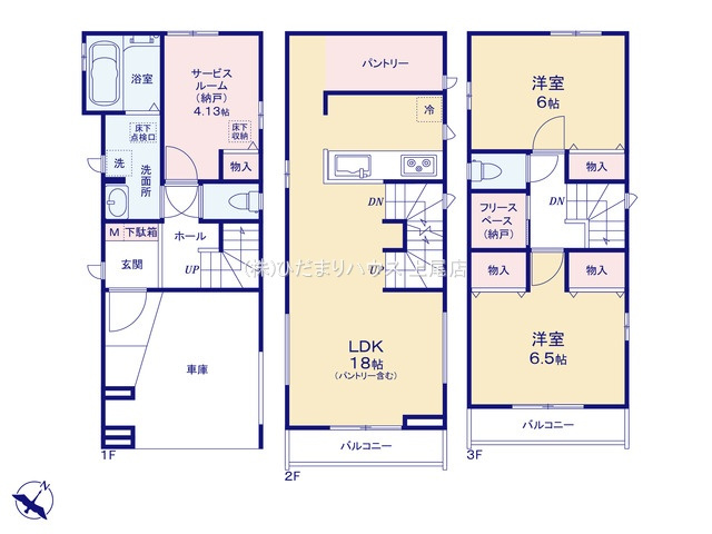 上尾市谷津第1　新築戸建　ハートフルAの間取り|2SLDK