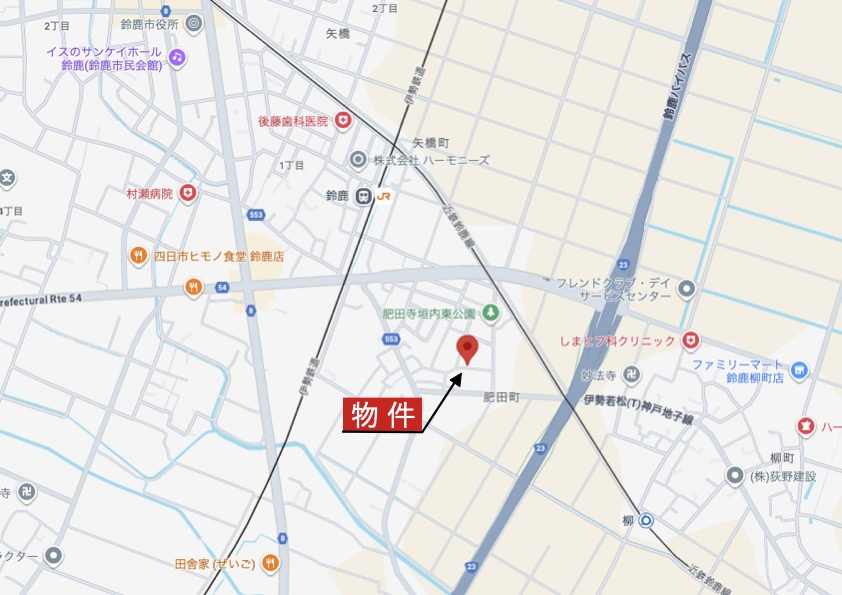 鈴鹿市肥田町の地図|広域Map