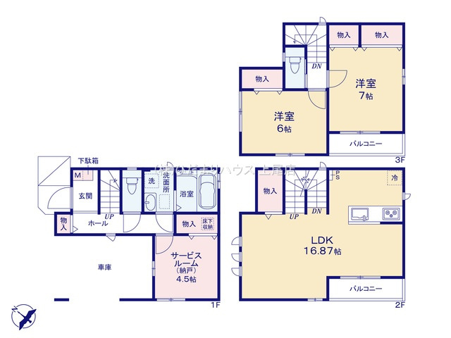上尾市谷津第2　新築戸建　ハートフルAの間取り|2SLDK