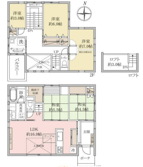 【中古】坂戸市石井中古住宅の間取り