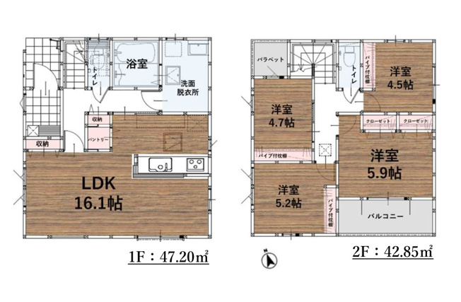【間取り】 | 福岡市東区和白丘3丁目2期　1号棟（全2棟）【仲介手数料無料・0円】 | 平日、土日祝日もお好きな日時にご見学可能です。お気軽にお問合せ下さい。