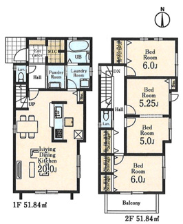 【間取り】 | 【仲介手数料無料！！】日野市三沢　新築戸建て（全9棟）5号棟　4980万円 | 5号棟間取図