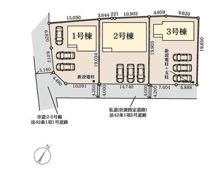 常陸大宮市中富町第3　新築戸建　2号棟の前面道路含む現地写真