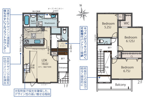 【間取り】 | 春日市岡本5丁目　2号棟（全2棟）【仲介手数料無料・0円】 | 平日、土日祝日もお好きな日時にご見学可能です。お気軽にお問合せ下さい。