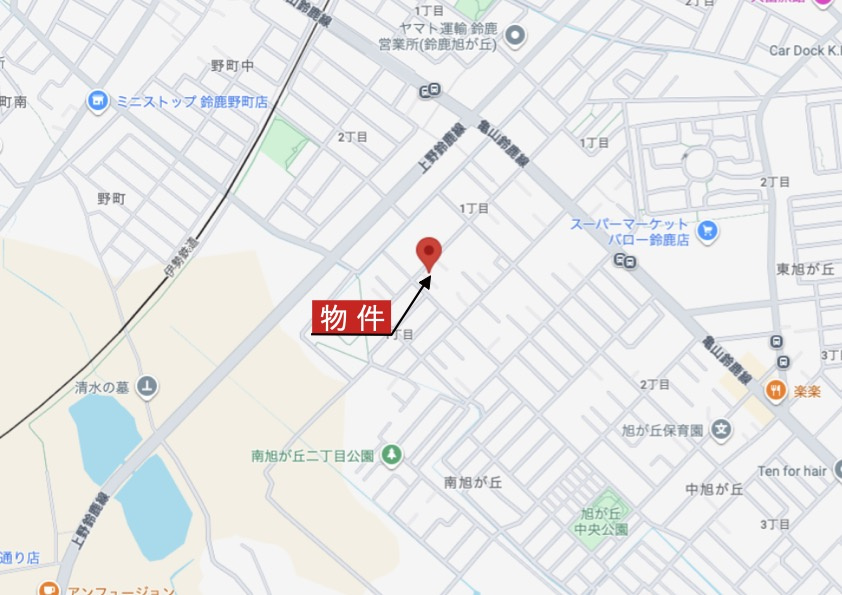 鈴鹿市中旭が丘1丁目の地図|広域Map