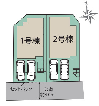 【区画図】 | 春日市岡本5丁目　1号棟（全2棟）【仲介手数料無料・0円】 | 区画図です。1号棟
