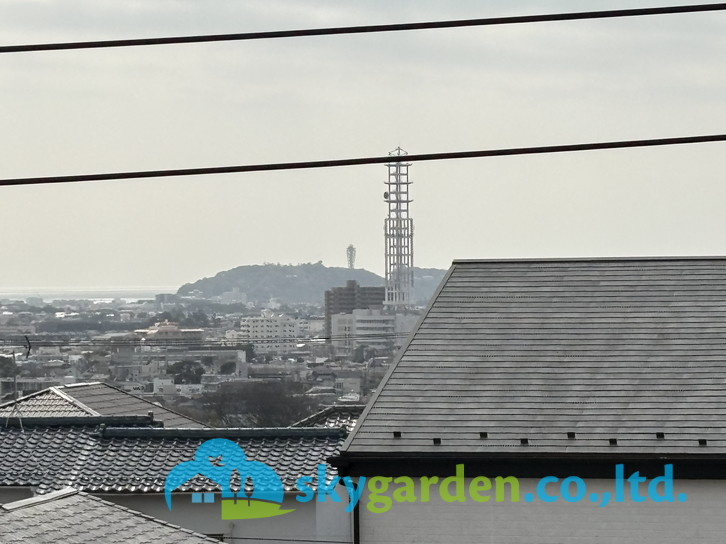 クリオ藤沢善行７番館の展望|バルコニーから江の島が見えます。