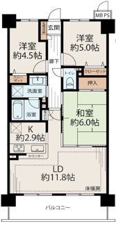 【間取り】 | ライオンズヒルズ垂水小束山 | ３ＬＤＫ