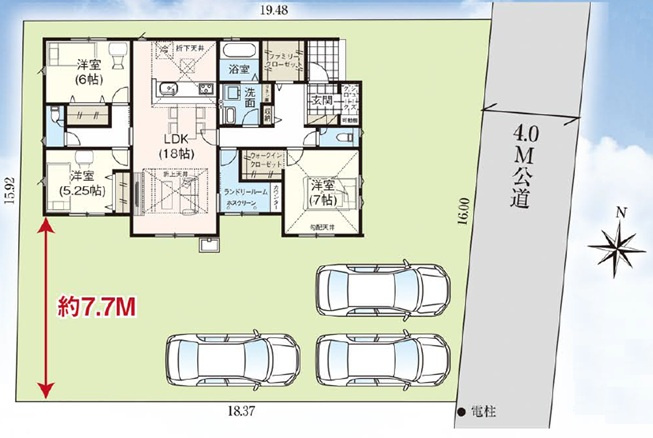 新築　太田市高林南町　1号棟　GRAFAREの区画図|全1区画の物件です。敷地は広々約91坪。