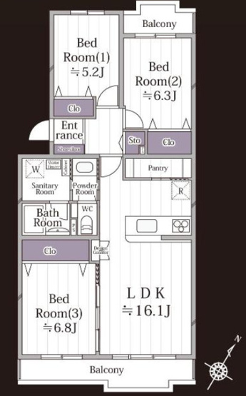 【間取り】 | パークタウン若宮11号棟　中古マンション
