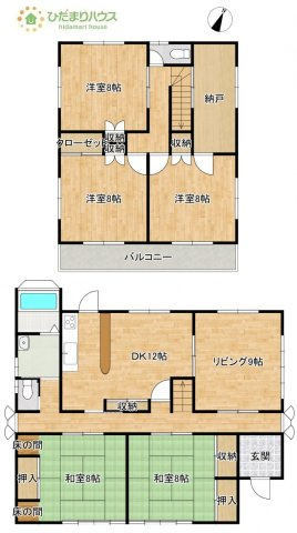 【間取り】 | 筑西市下岡崎2丁目　中古戸建 | 部屋数豊富な5LDK+Sの間取りです。お子様の一人部屋はもちろん、ご夫婦の趣味のお部屋も実現可能です♪