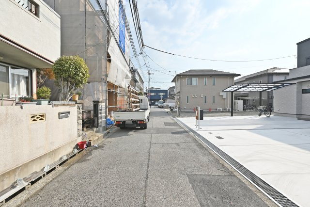 尼崎市稲葉荘1丁目新築一戸建て│3SLDK+駐車1台可（ビルトインガレージ）の外観|現地外観正面写真です。
(2026年1/17撮影)