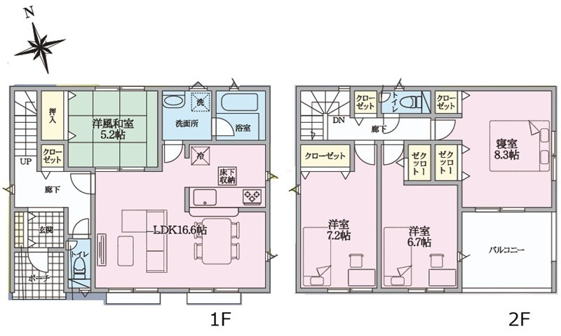 広島市佐伯区八幡1丁目　新築一戸建て(全6棟)の間取り