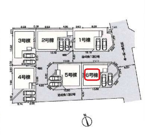 所沢市上新井1丁目・全6棟　新築一戸建　6号棟　の前面道路含む現地写真|現地写真　2026年1月27日撮影