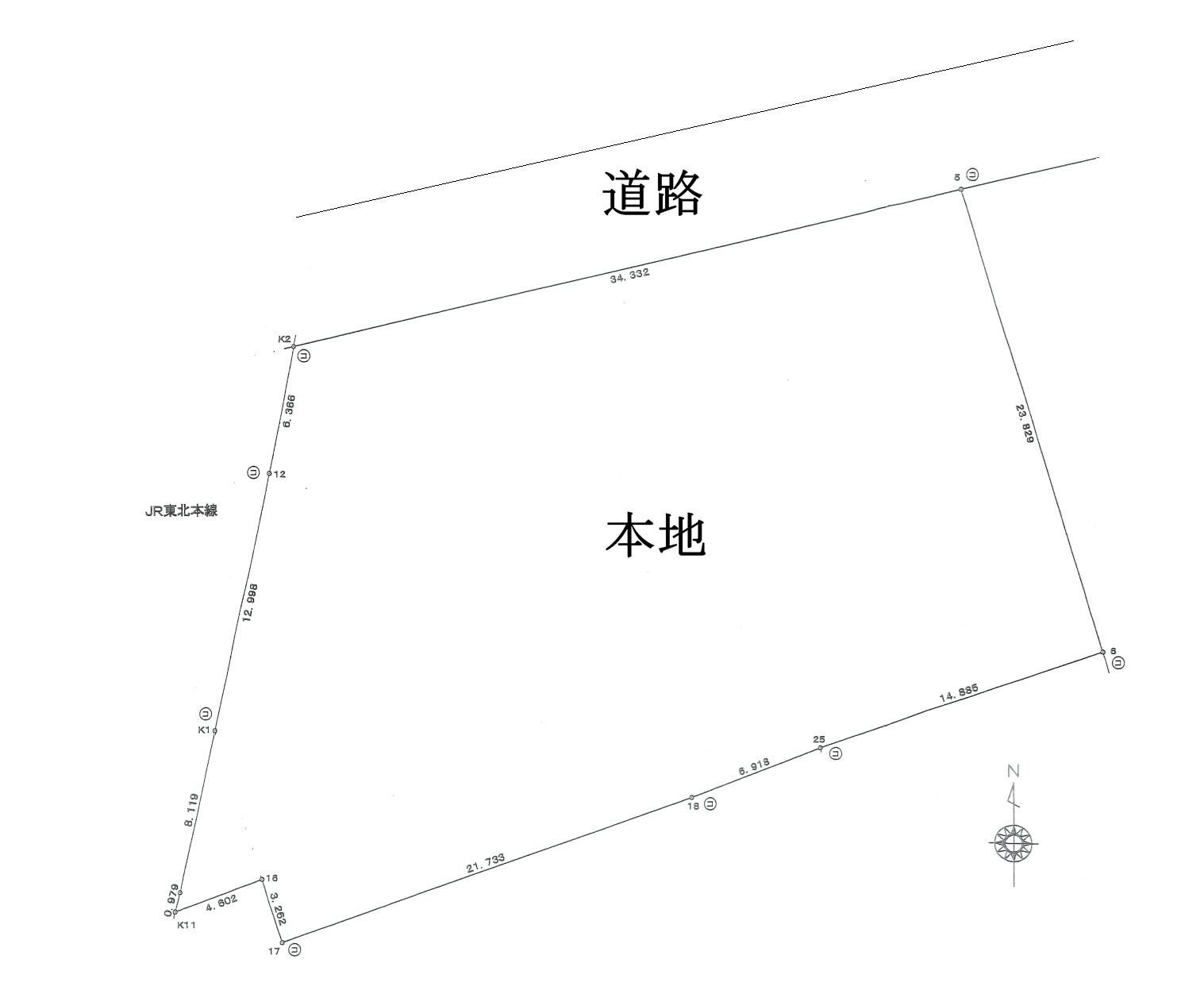 白岡市寺塚の古家付売地の土地図