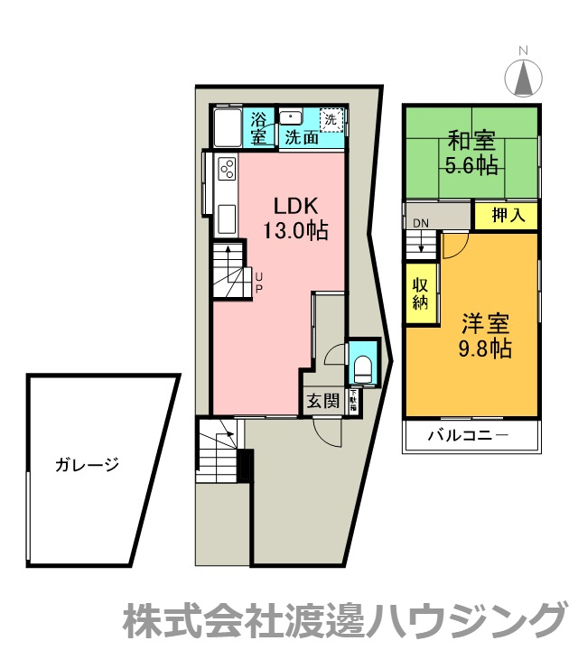 東大阪市六万寺町1丁目一戸建ての間取り