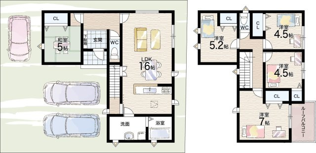 桑名市矢田　第1期　新築一戸建ての間取り|2号地