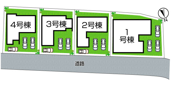 桑名市矢田　第1期　新築一戸建ての区画図|全4区画