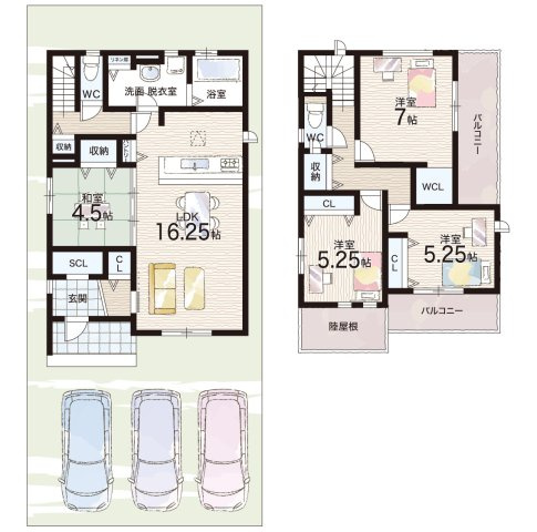 加東市上滝野　新築一戸建ての間取り|4号棟