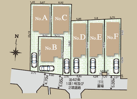 練馬区桜台4丁目　認定低炭素住宅　駅チカ　全6棟の区画図|南道路の全6棟♪認定低炭素住宅の誕生です♪
