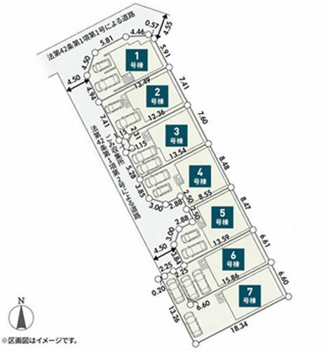 【区画図】 | 【仲介手数料０円】綾瀬市第1寺尾釜田　新築一戸建て　全7棟 | 綾瀬市第1寺尾釜田　新築一戸建て　全7棟