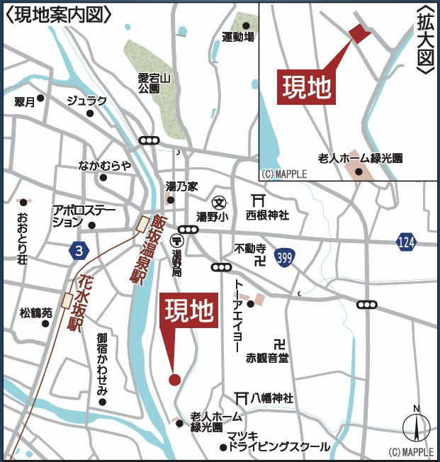 新築戸建・新築建売　福島市飯坂町第13　湯野小・西根中の地図