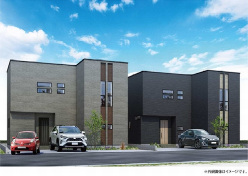 【外観パース】 | 【仲介手数料０円】開成町吉田島　新築一戸建て　1号棟　全2棟 | 【仲介手数料０円】開成町吉田島　新築一戸建て　全2棟