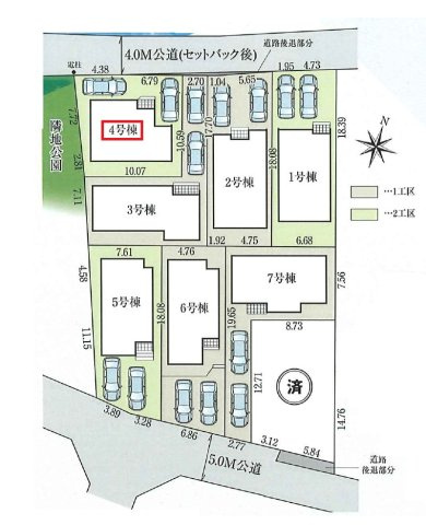 東村山市恩多町1丁目・全8棟　新築一戸建　4号棟の区画図|【全8棟・4号棟】駐車2台可能です。