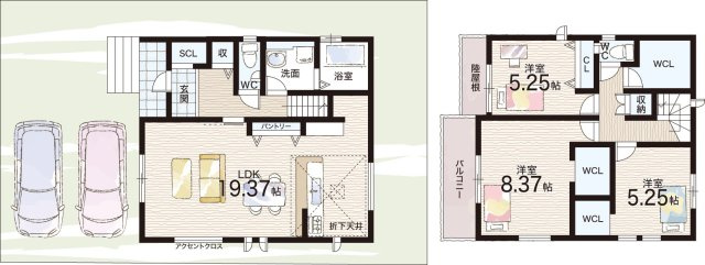 大津市坂本　新築一戸建ての間取り|２号地