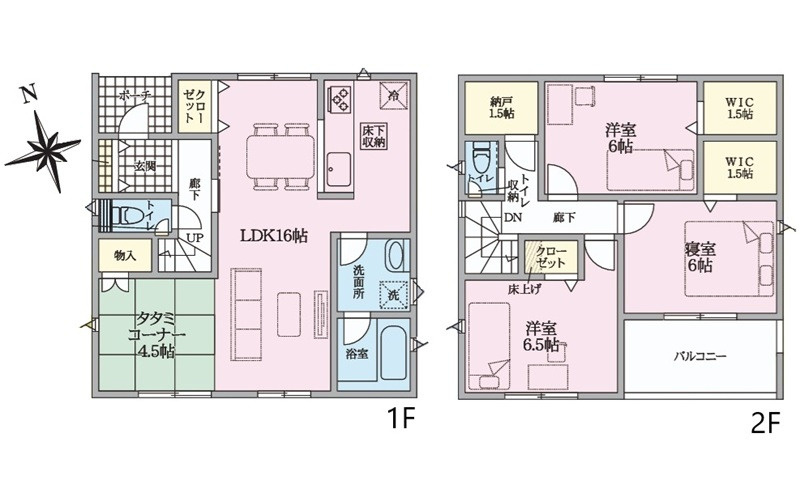 広島市佐伯区八幡1丁目　新築一戸建て(全6棟)の間取り
