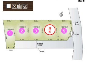 川越市小仙波町3丁目全5区画　新築戸建の区画図