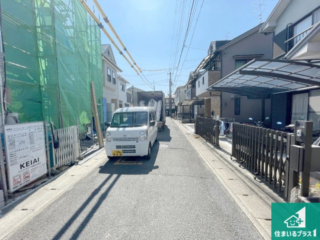 乙訓郡大山崎町大山崎鏡田　第2期　新築一戸建ての前面道路含む現地写真|周辺は閑静な住宅街です。前面道路もしっかりと有りますので車の出し入れも安心ですよ！
