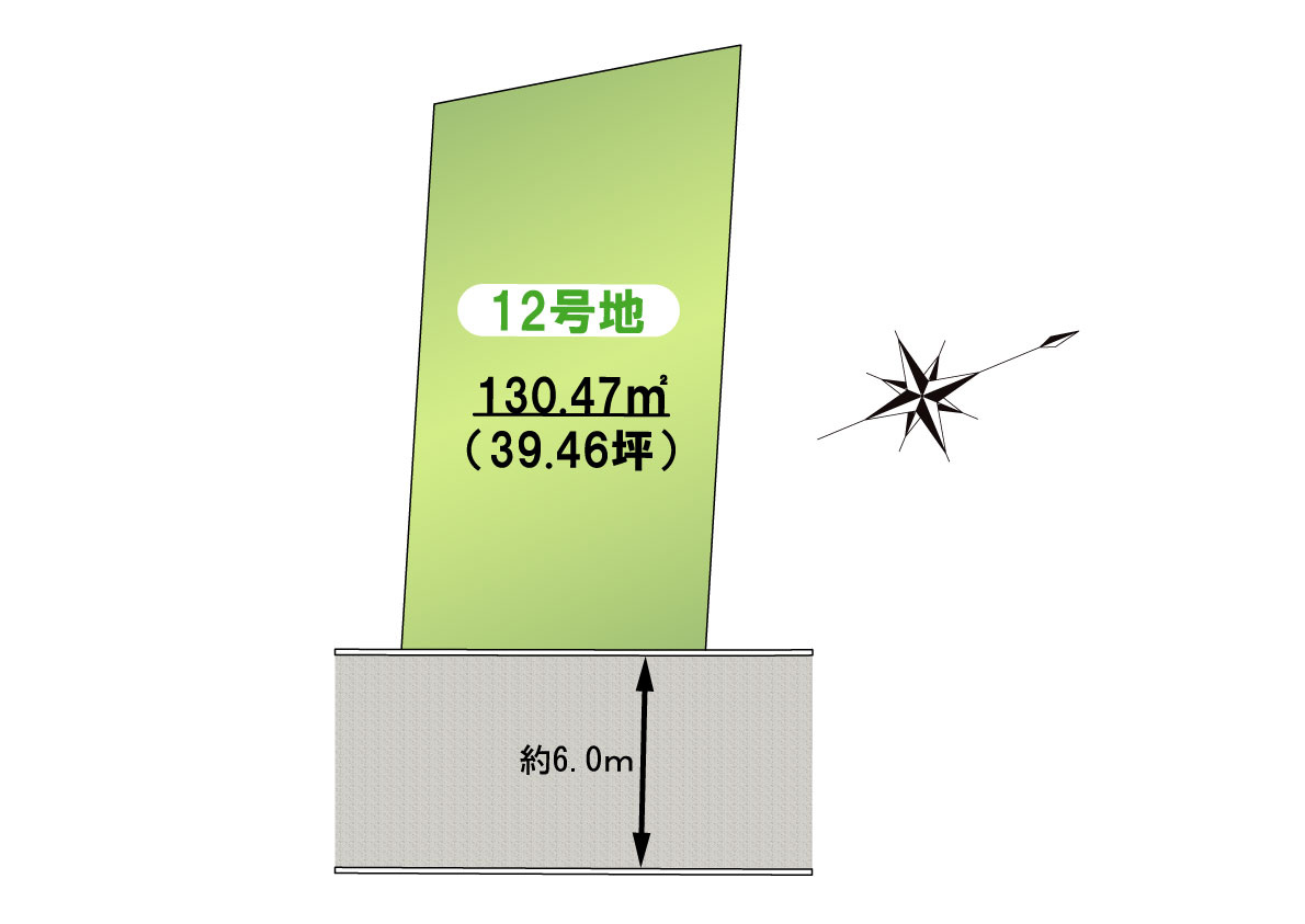 泉佐野市日根野　建築条件無し売土地　12号地の土地図|3415-12号地　39.46坪　990万円　建築条件無し売り土地