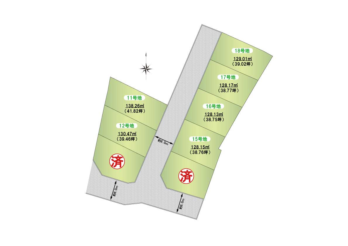 泉佐野市日根野　建築条件無し売土地　12号地の区画図|全8区画　お好きなハウスメーカーで建築できます