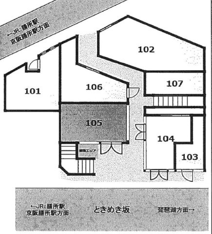 大津市馬場１丁目の店舗一部の区画図
