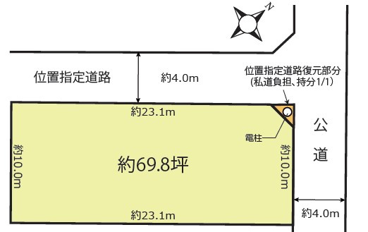 〈調整区域〉約69坪。資材置場・駐車場としてご検討ください。の区画図