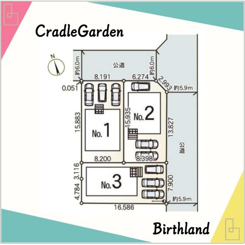 新築戸建・新築建売　足利市田中町第5　山辺小学校・山辺中学校の区画図|【1号棟】■敷地面積：130.60㎡■駐車場：並列3台（車種による）