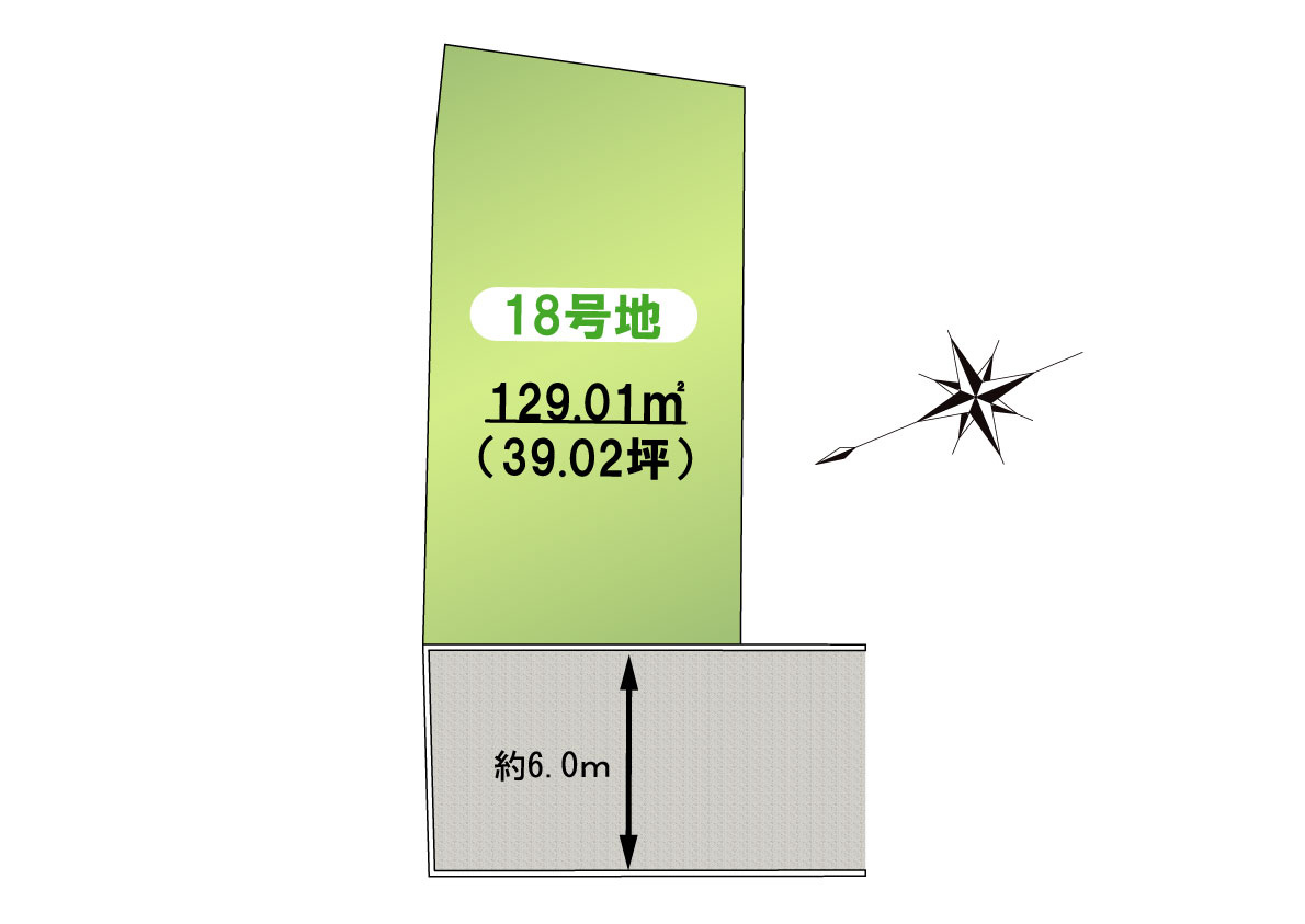泉佐野市日根野　建築条件無し売土地　18号地の土地図|3415-18号地　39.02坪　950万円