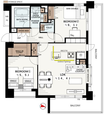 クリオ大塚壱番館の間取り|2LDK