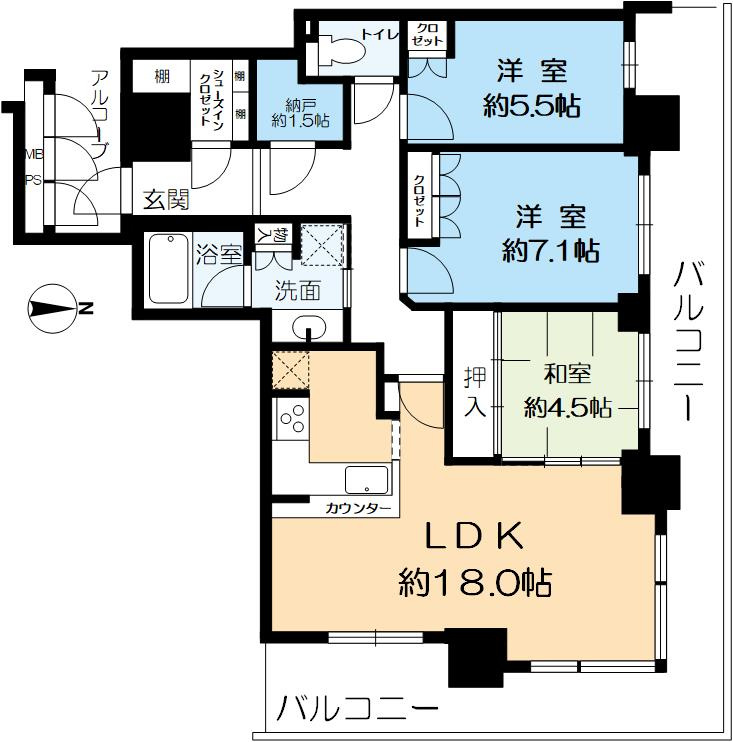 ジオタワー高槻ミューズフロントの間取り
