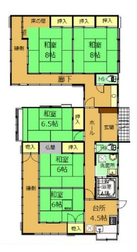 【中古戸建】足利市大沼田町の間取り|■間取り図｜敷地面積：724.95（約219.19坪）　建物面積：130.52（約39.48坪）