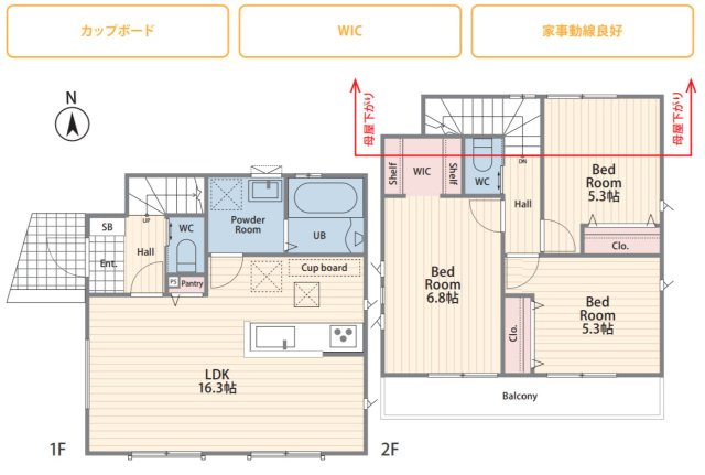 横浜市青葉区大場町 新築戸建て【仲介手数料無料】カースペース2台の間取り