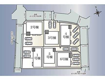 広島市佐伯区八幡1丁目　新築一戸建て(全6棟)の区画図