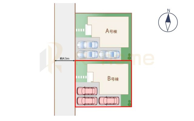 水戸市大塚町　新築戸建て　B号棟の区画図|大きなお買い物だからこそ、メリット・デメリットを伝えさせて頂きます。
R-homeにお任せください♪