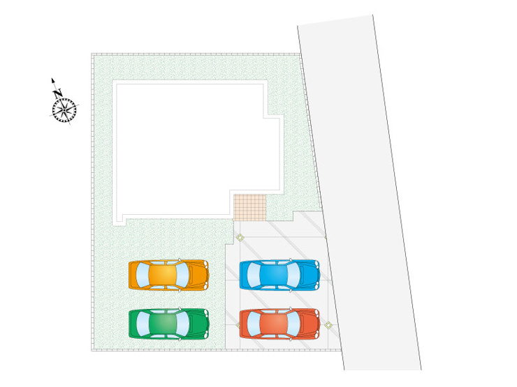 【館林市堀工町5期全１区画　区画図】
敷地面積189.37㎡(57.28坪)
建物面積111.58㎡(33.75坪)
4台駐車可能です。