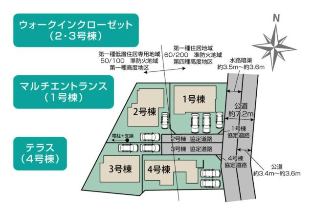 横浜市金沢区釜利谷東５丁目 新築戸建て【仲介手数料無料】カースペース2台の区画図