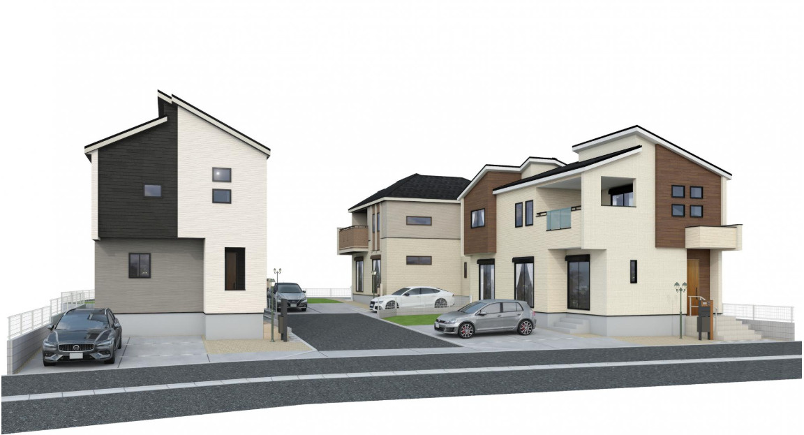 横浜市金沢区釜利谷東５丁目 新築戸建て【仲介手数料無料】カースペース2台の外観パース