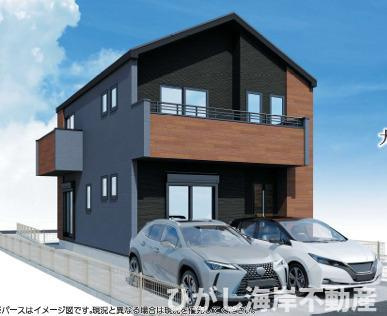 藤沢市大庭　新築戸建　の外観パース|イメージパスですので実際のものと多少異なります　

