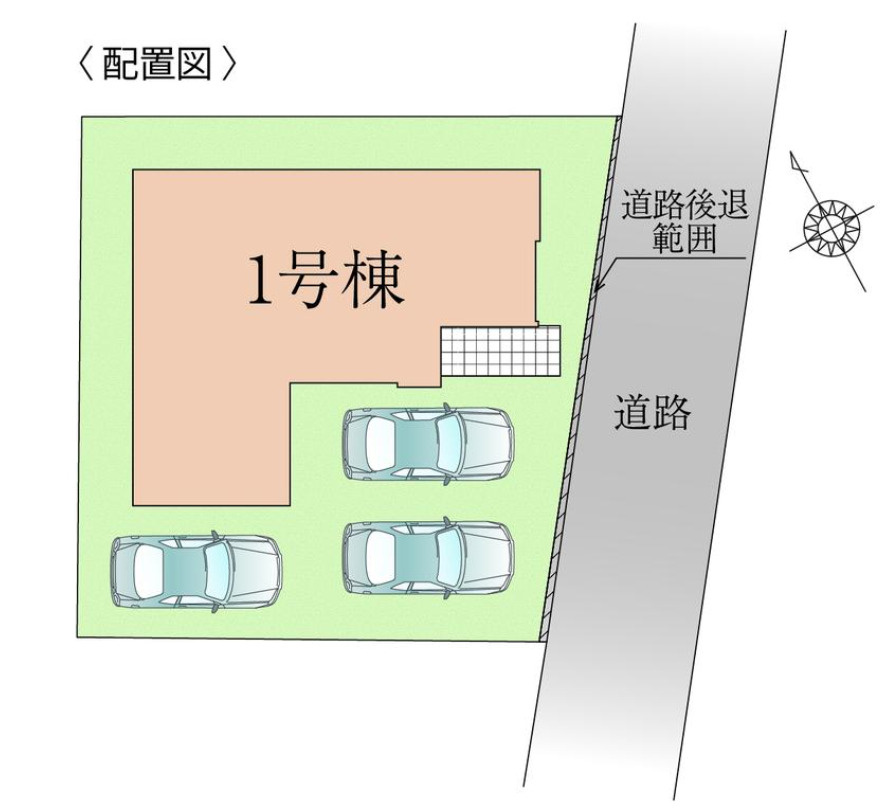 横浜市戸塚区東俣野町 新築戸建て【仲介手数料無料】カースペース3台の区画図